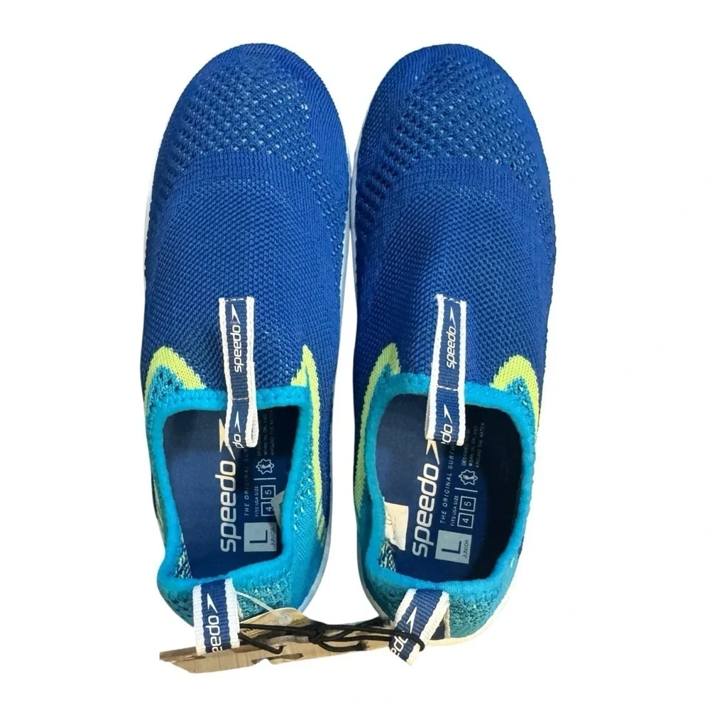 Speedo Kids Blue and Green Pull-on Water Shoes Surf Strider Junior Size L 4/5